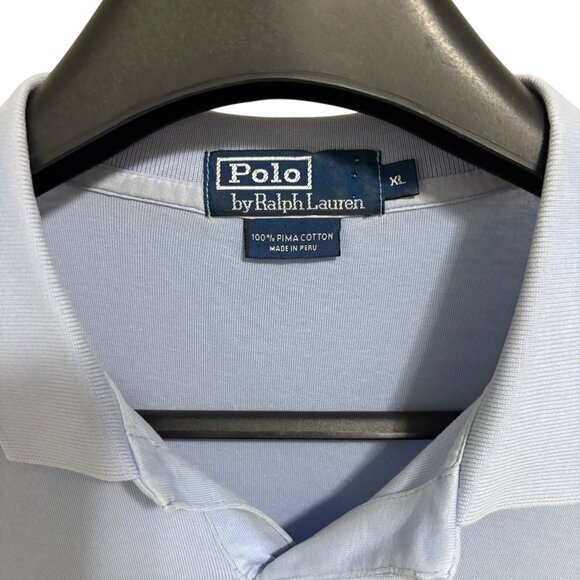 POLO Ralph Lauren Mens XL Short Sleeve Polo Shirt Light Blue Pima Cotton SOFT - Picture 3 of 6